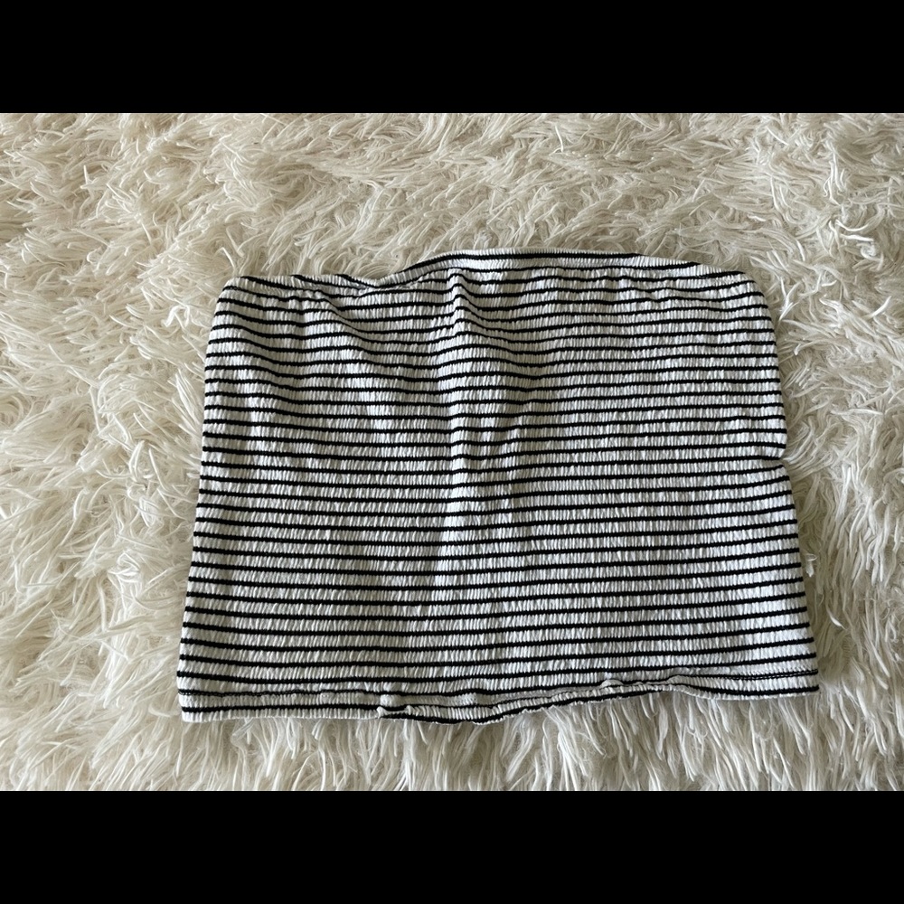 black and white striped tube top